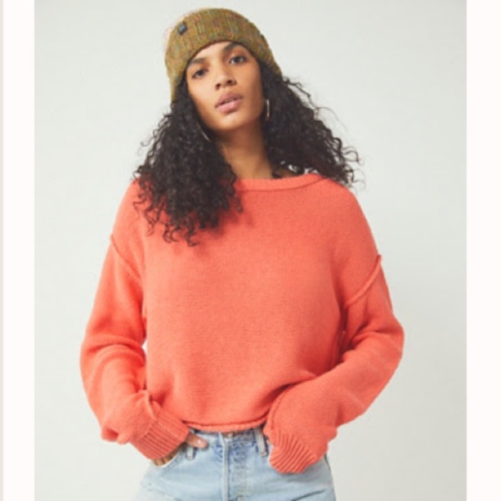 Free People Inside Out Pullover in Watermelon Smile